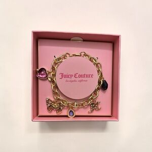Juicy Couture Gold Charm Bracelet with Box – Heart, Bee, JC Logo NWB